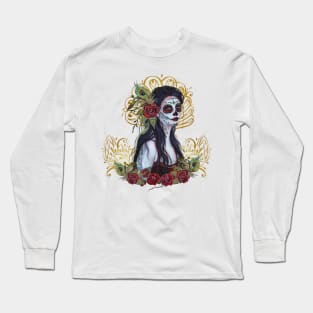 Lila day of the dead by Renee L. Lavoie Long Sleeve T-Shirt